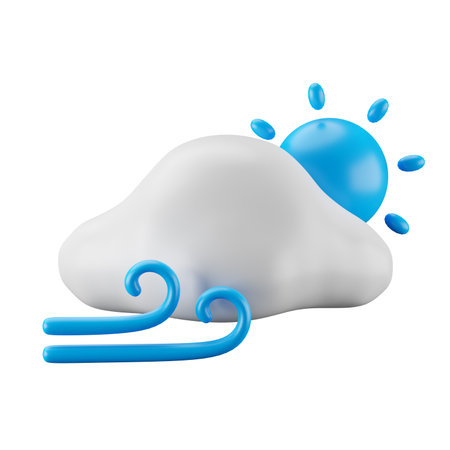 3d icon rendering of sunny and windy, weather forecast.の写真素材