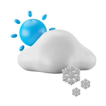 3d icon rendering of snowy day, weather forecast.の写真素材