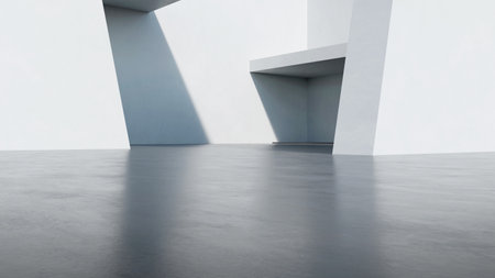 3d render of abstract modern architecture with empty concrete floor, car presentation background.の写真素材