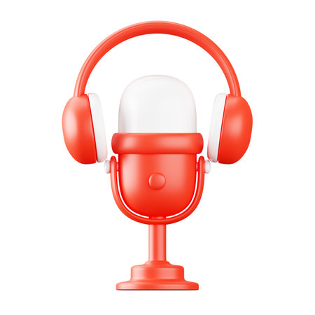 3d rendering of podcast microphone icon.の写真素材