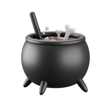 3d icon of halloween cauldron.の写真素材