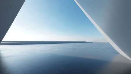 3d render of abstract futuristic architecture with empty concrete floor. Scene for car presentation.の写真素材