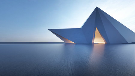 3d render of abstract futuristic architecture with empty concrete floor. Scene for car presentation.