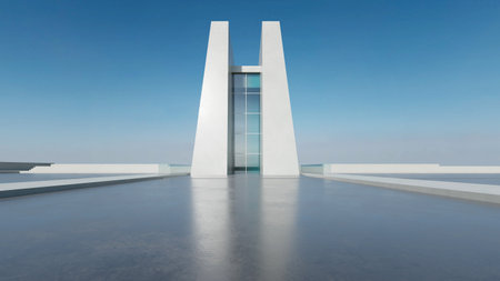 3d render of abstract modern architecture with empty concrete floor. Scene for car presentation.
