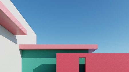3d illustration of abstract minimal architecture background, geometric architectural design, 3d...