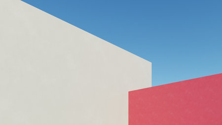 3d illustration of abstract minimal architecture background, geometric architectural design, 3d...
