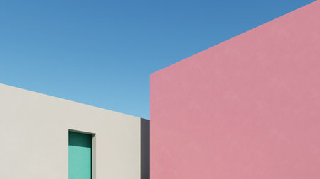 3d illustration of abstract minimal architecture background, geometric architectural design, 3d renderingの写真素材