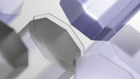 3d rendering of tranparent hexagon block or cube geometric on white backgroundの写真素材
