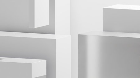 3d rendering of block or cube geometric on white backgroundの写真素材
