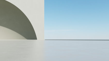 3d illustration of abstract architecture background, geometric architectural with curve design, Car presentationの写真素材