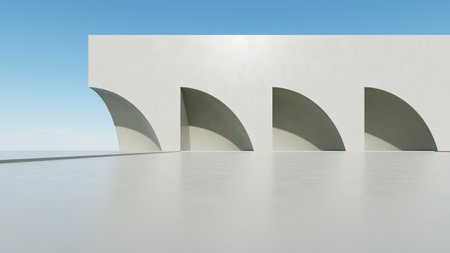 3d illustration of abstract architecture background, geometric architectural with curve design, Car presentationの写真素材