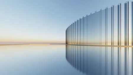 3d illustration of abstract minimal architecture background, geometric architectural with chrome or metallic curve designの写真素材