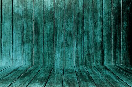 Dark green wooden wall and floorの写真素材