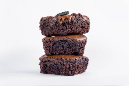 Brownie stack on white backgroundの写真素材