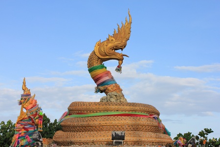 King of naga statue on the beach in Phuketの写真素材