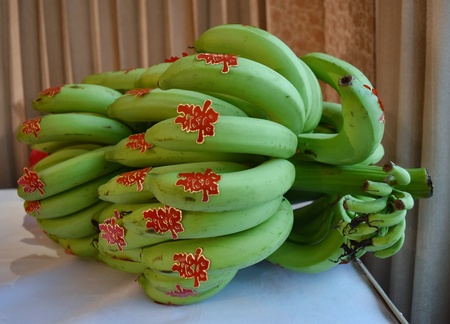 "Bangkok, Thailand, May 14 - 2017 : A bunch of bananas with Chinese blessing word is  prepared for Chinese traditional wedding ceremony."の写真素材