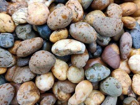 Many color stones, many sizes, used to decorate the garden.の写真素材