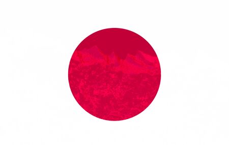 the flag of Japan is painted on the texture of the ice, the land of the rising sun, the concept of melting ice, climate drowningの写真素材