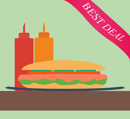 Hot Dog in flat styleのイラスト素材