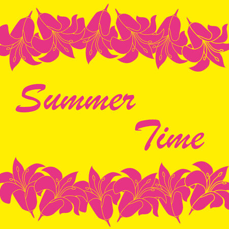 Vector abstract summer time background with flower frame