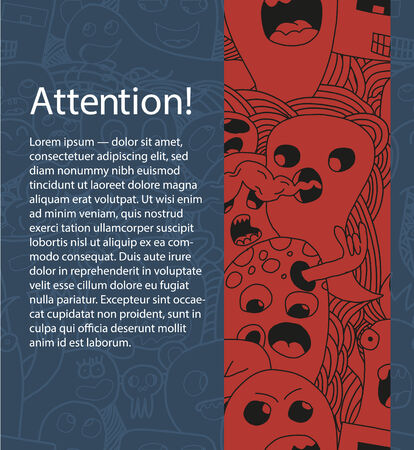 Funny monsters seamless vector pattern with borderのイラスト素材