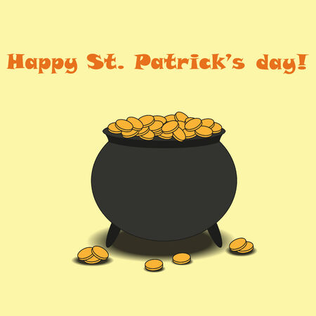 Pot Of Gold: Leprechaun treasure. Cartoon styleのイラスト素材