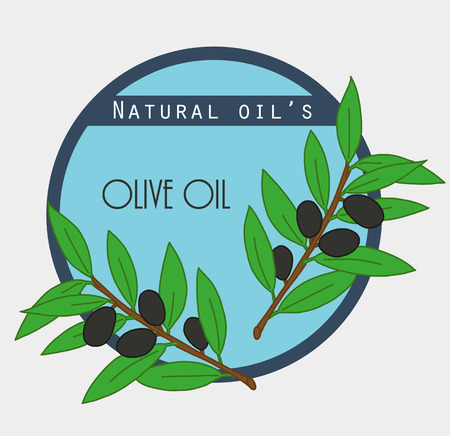 Sticker with olives branches in bright colors.のイラスト素材
