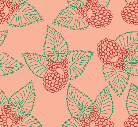 Seamless pattern with raspberry in bright colorsのイラスト素材