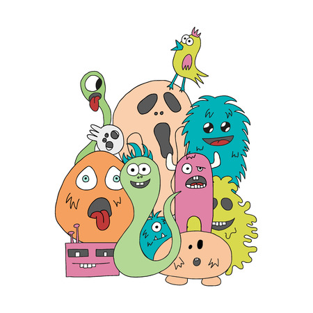 Funny cartoon monsters card in bright coloursのイラスト素材
