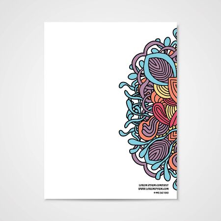 Graphic design letterhead with hand drawn ornament in bright colorsのイラスト素材