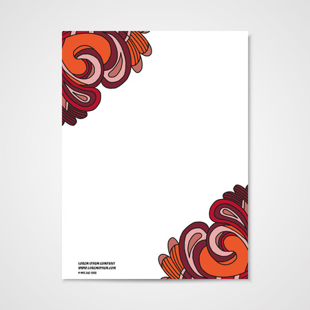 Graphic design letterhead with hand drawn ornament in bright colorsのイラスト素材