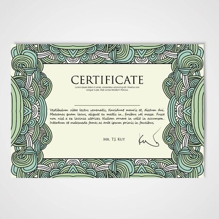 Graphic design template document with hand drawn ornament in bright colorsのイラスト素材