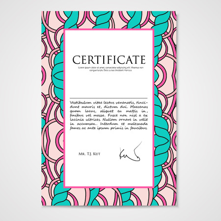Graphic design template document with hand drawn ornament in bright colorsのイラスト素材