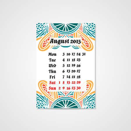 Calendar design with doodle abstract pattern. Hand drawn art.のイラスト素材