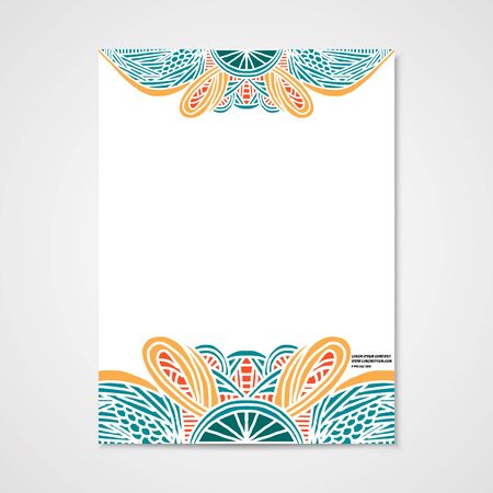 Graphic design letterhead with hand drawn ornament in bright colorsのイラスト素材