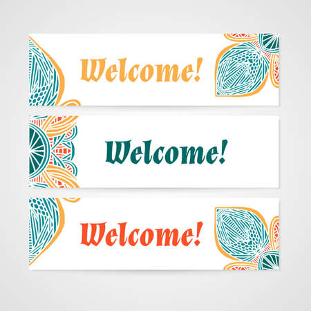 Set of abstract vector banners in bright colorsのイラスト素材