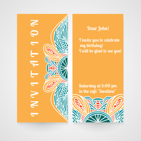 Invitation with abstract hand drawn pattern. Vector illustration.のイラスト素材