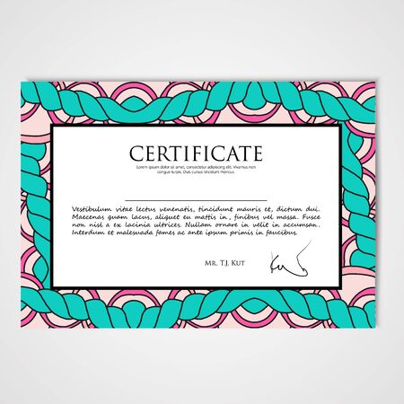 Graphic design template document with hand drawn ornament in bright colorsのイラスト素材