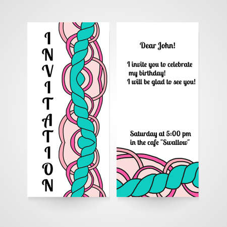 Invitation with abstract hand drawn pattern. Vector illustration.のイラスト素材