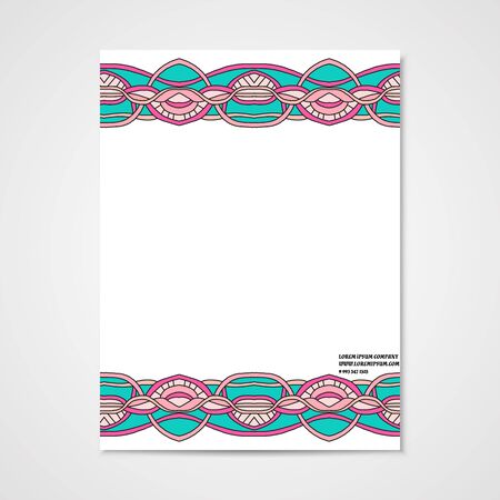 Graphic design letterhead with hand drawn ornament in bright colorsのイラスト素材