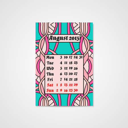 Calendar design with doodle abstract pattern. Hand drawn art.のイラスト素材
