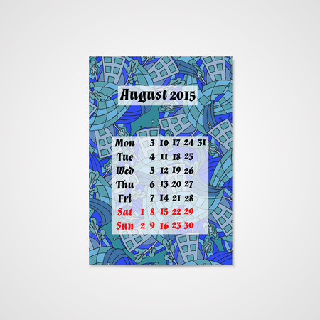 Calendar design whit doodle abstract house. Hand drawn art.のイラスト素材
