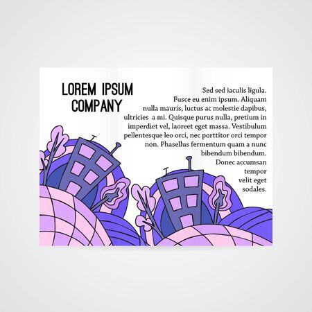 Design of brochure company with doodle abstract house. Abstract hand drawn pattern.のイラスト素材