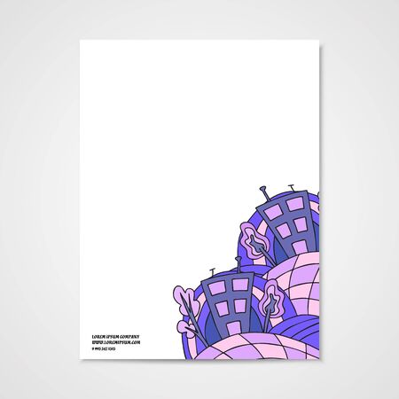 Graphic design letterhead with doodle abstract house in bright colorsのイラスト素材