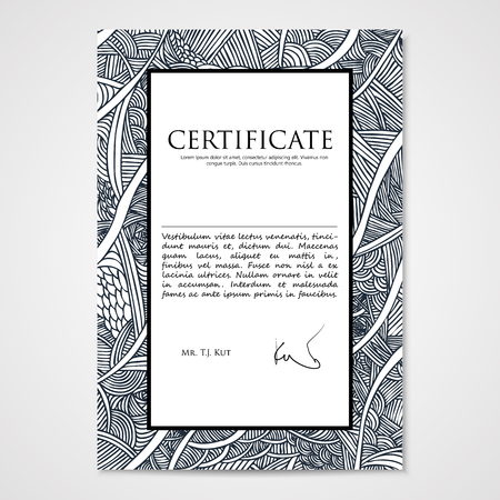 Graphic design template document with hand-drawn waves. Vector Illustration.のイラスト素材