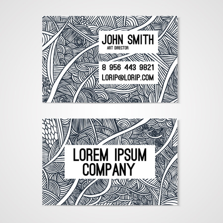 Business card template whit  hand-drawn waves. Corporate identity.のイラスト素材