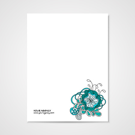 Graphic design letterhead with hand drawn ornament. Vector illustration.のイラスト素材
