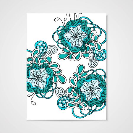 Hand-drawn pattern with abstract flowers.のイラスト素材