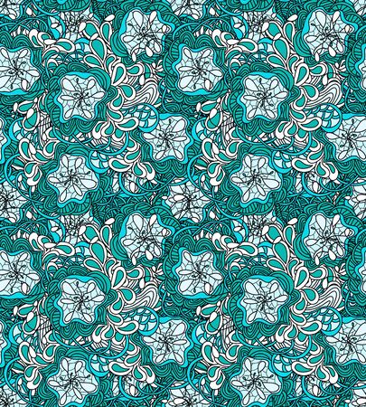 Seamless with abstract hamd drawn flower in bright colorsのイラスト素材