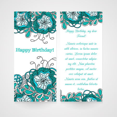 Card with abstract hamd drawn flower in bright colorsのイラスト素材
